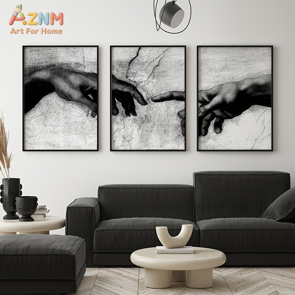 Abstract Canvas Set - 3 SZT. Czarno-Białe Obrazy na Płótnie